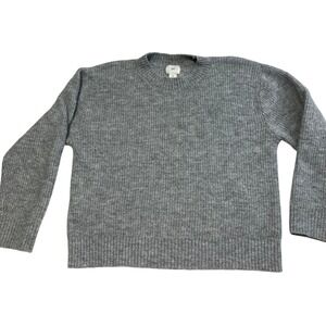 H&M Grey Ribbed Knit Crew Neck Long Sleeve Sweater Women's M Cozy Boho Lagenlook